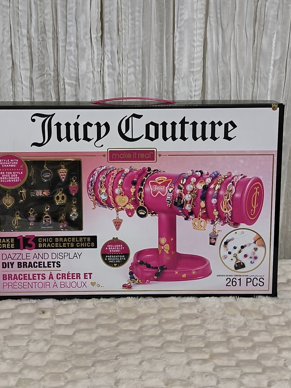 Juicy Couture Bright Pink Bracelet Display Kit with Gold Accents